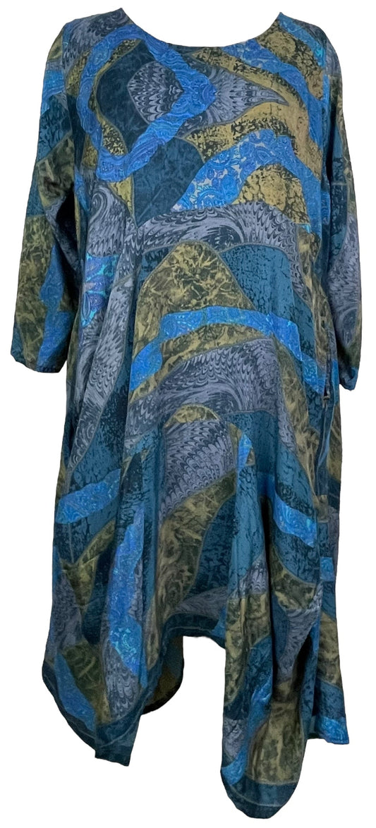 PRC7838 Robe Tunique Longue Sculpturale en Soie Pure Avatar