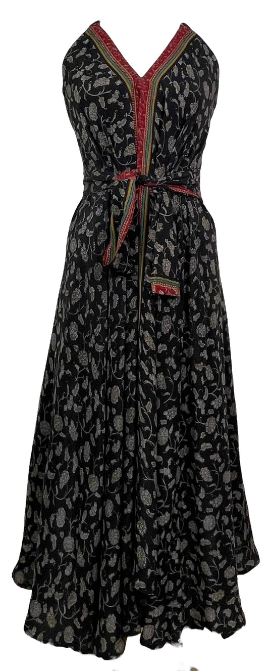 PRC7693 Robe longue en pure soie Avatar avec ceinture
