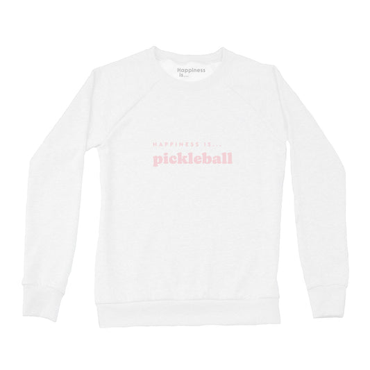 Women's Pickleball Crew Sweatshirt, White with pink