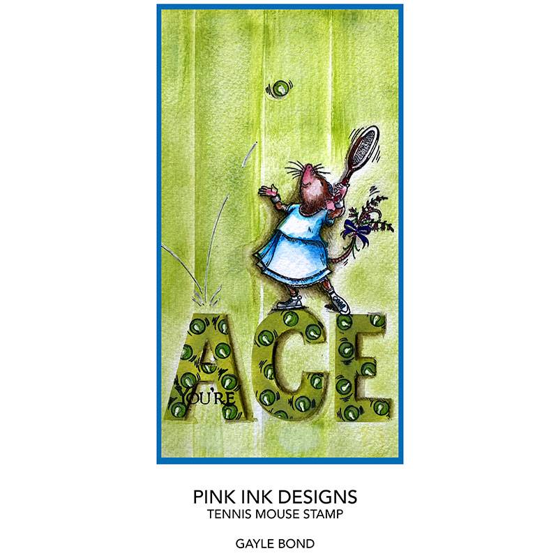 Tampon transparent A7 Souris de tennis Pink Ink Designs