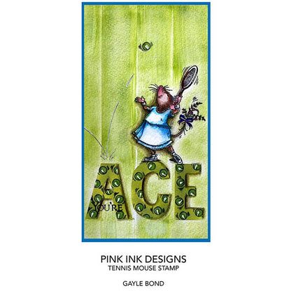 Tampon transparent A7 Souris de tennis Pink Ink Designs