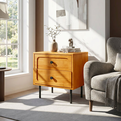 Savana Two Drawers Solid Wood Nightstand