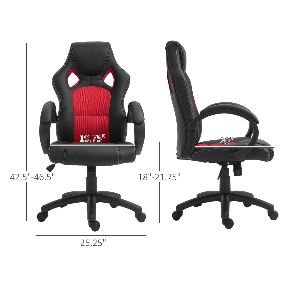 Foster - Chaise de bureau gaming - Rouge/Noir