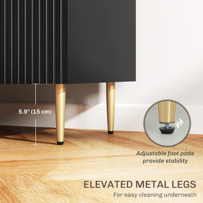 Buffet de cuisine moderne/Meuble de rangement pour couloir Ellis avec 3 tiroirs – Noir