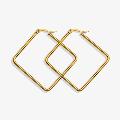 Boucles d'oreilles créoles carrées dorées REILYNN