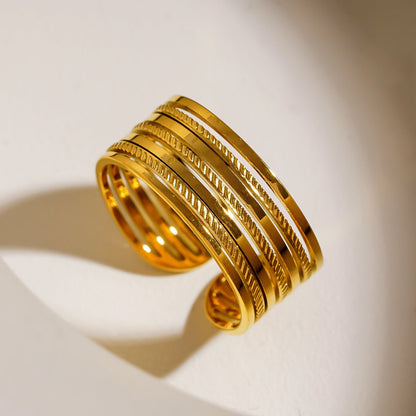REYNA : Bague texturée superposée contrastée