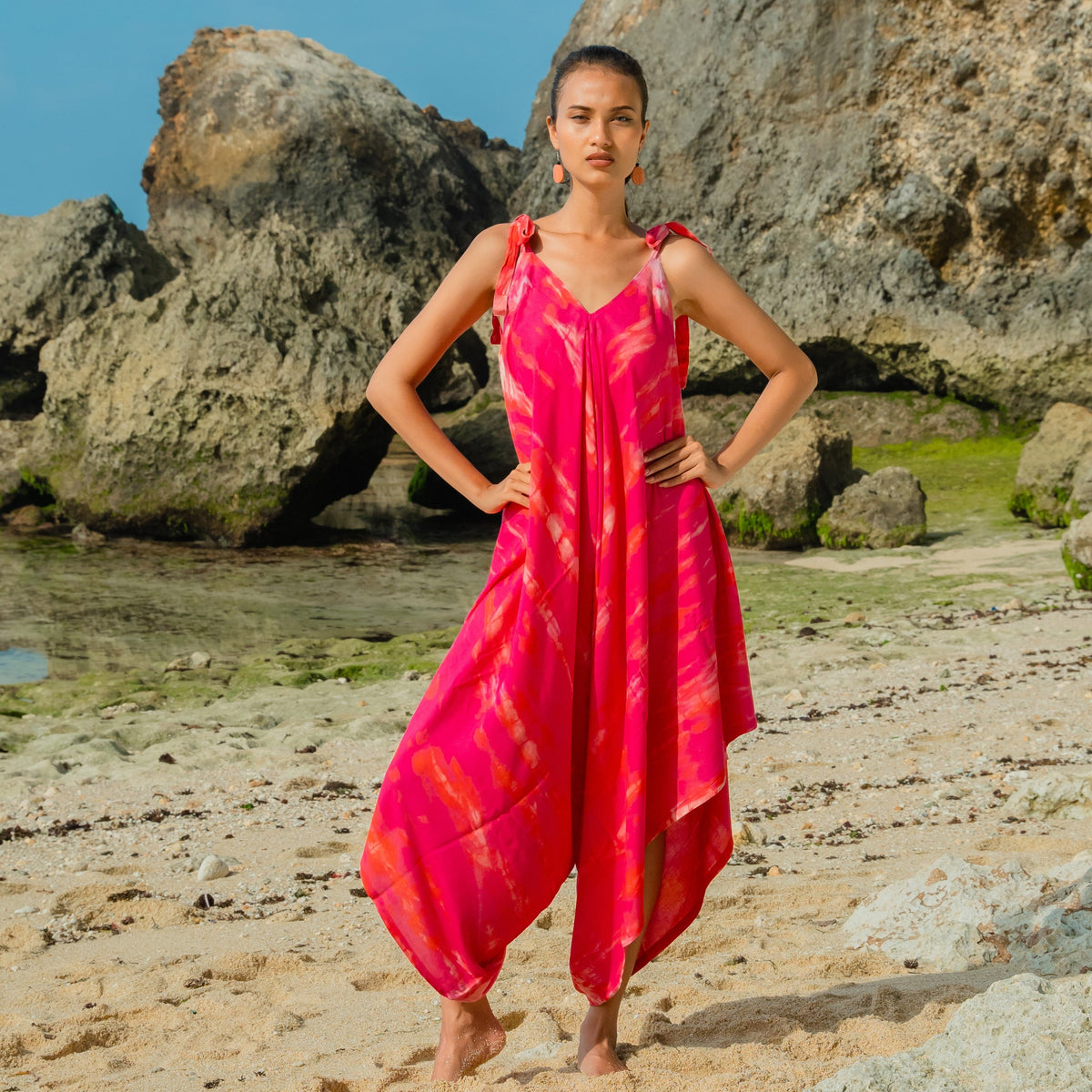 Bone Tie Dye Romper - Pink