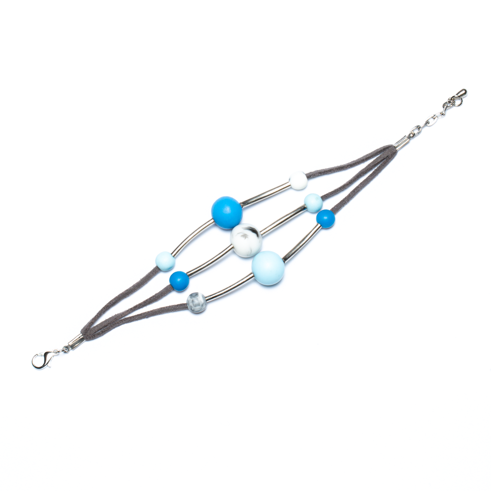 Bracelet triple rang de billes en résine