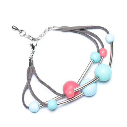 Bracelet triple rang de billes en résine