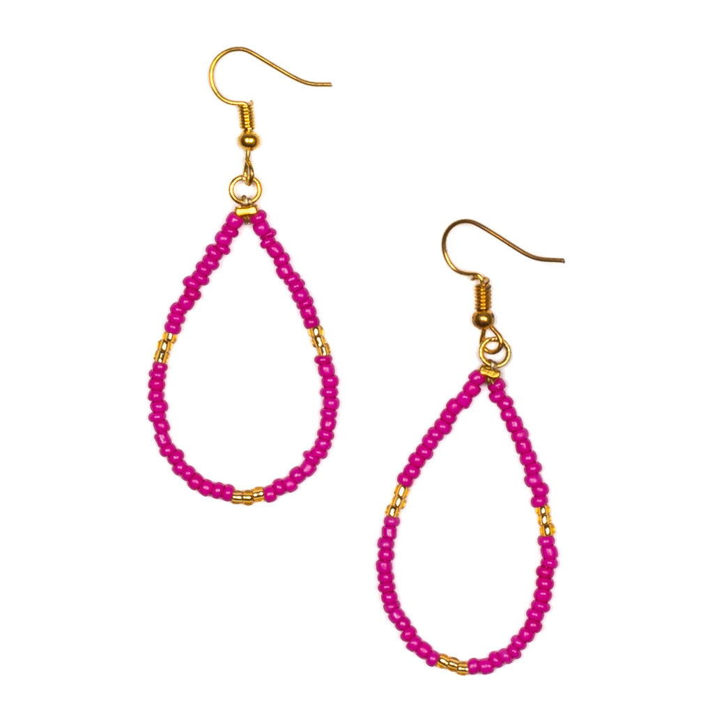 Boucles d'oreilles perles de rocaille goutte d'eau avec accents dorés