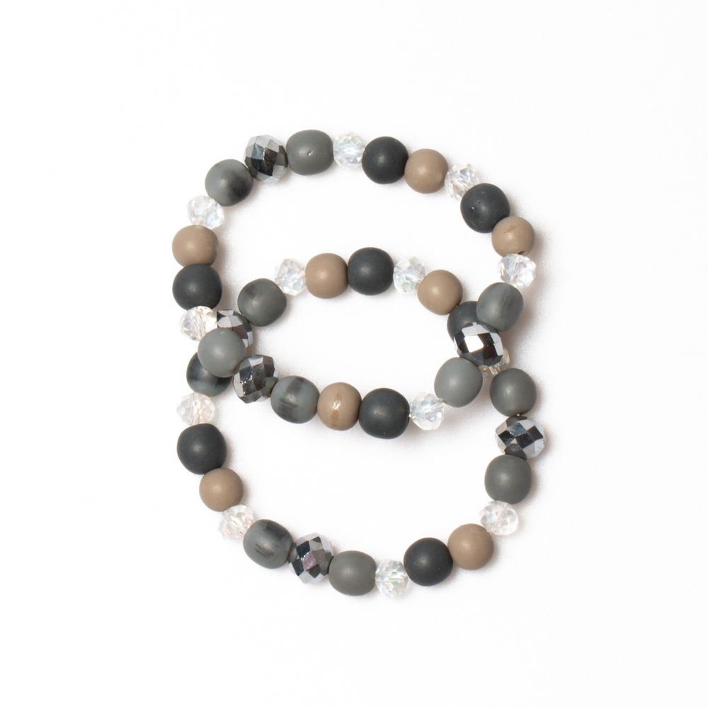 Beaded Elasticated Bracelet - Set of 2