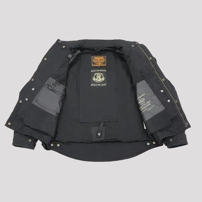 Milwaukee Leather Men's Black Armored Biker Shirt with Reinforced Fibers