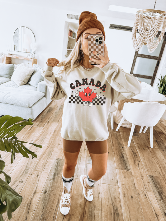 Chandail ras du cou Rétro Canada | Chandail ras du cou Fête du Canada