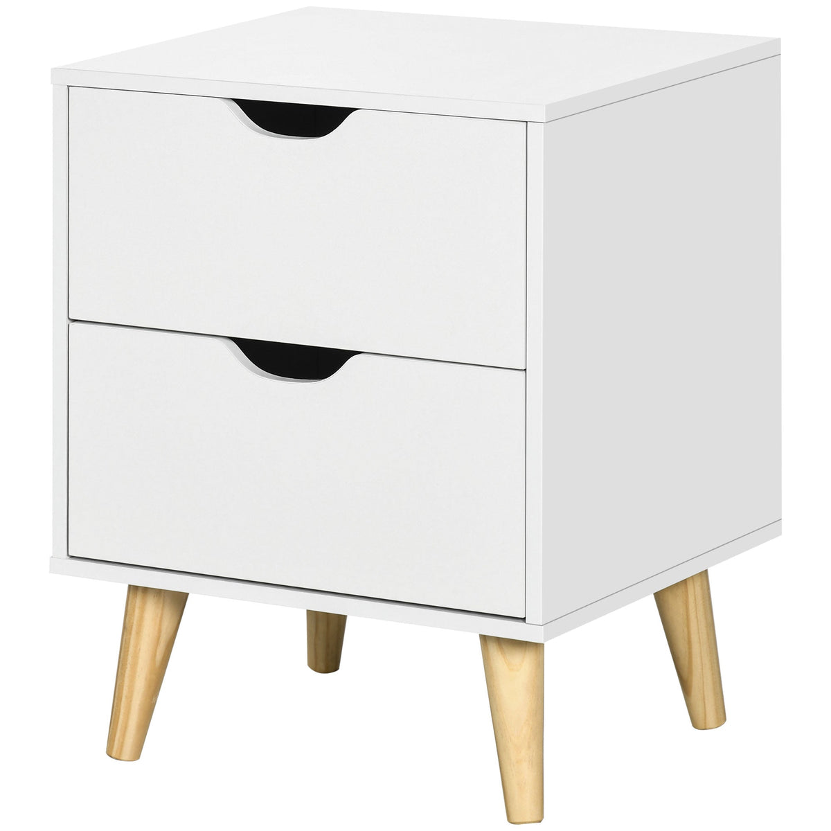 Jesse Nightstand with 2 Drawers and Pine Wood Legs-White