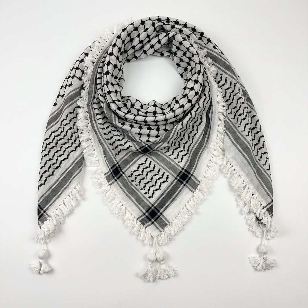 Royal Kufiya (Keffiyeh) | White Handmade Tassels