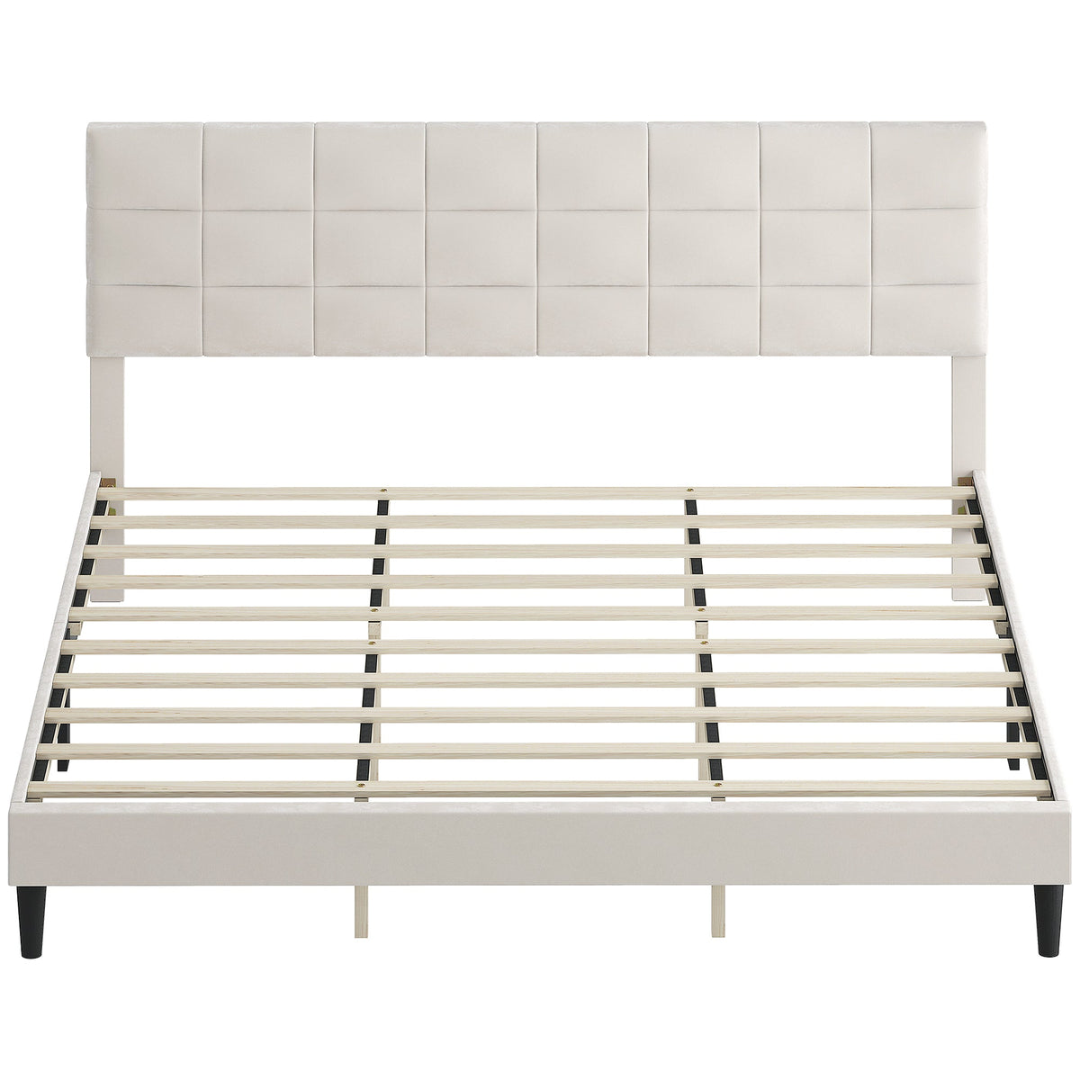 Cadre de lit Harper King Size avec tête de lit rembourrée - Blanc Crème