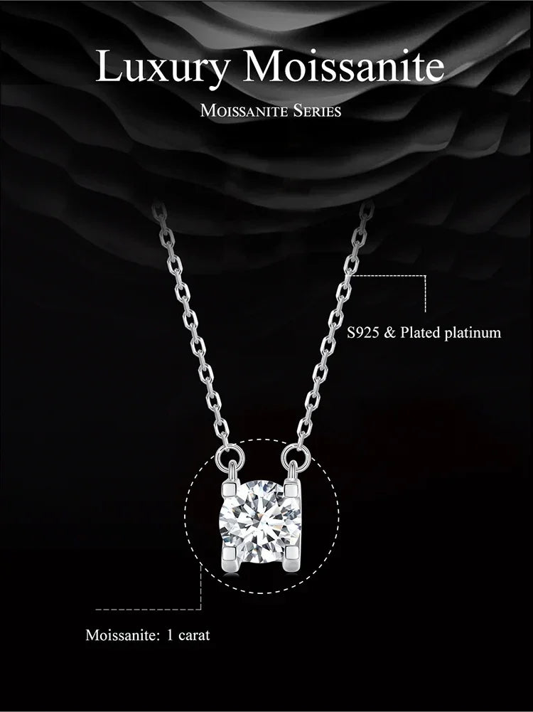 Collier Pendentif Moissanite 1 carat en Argent Sterling Éclatant