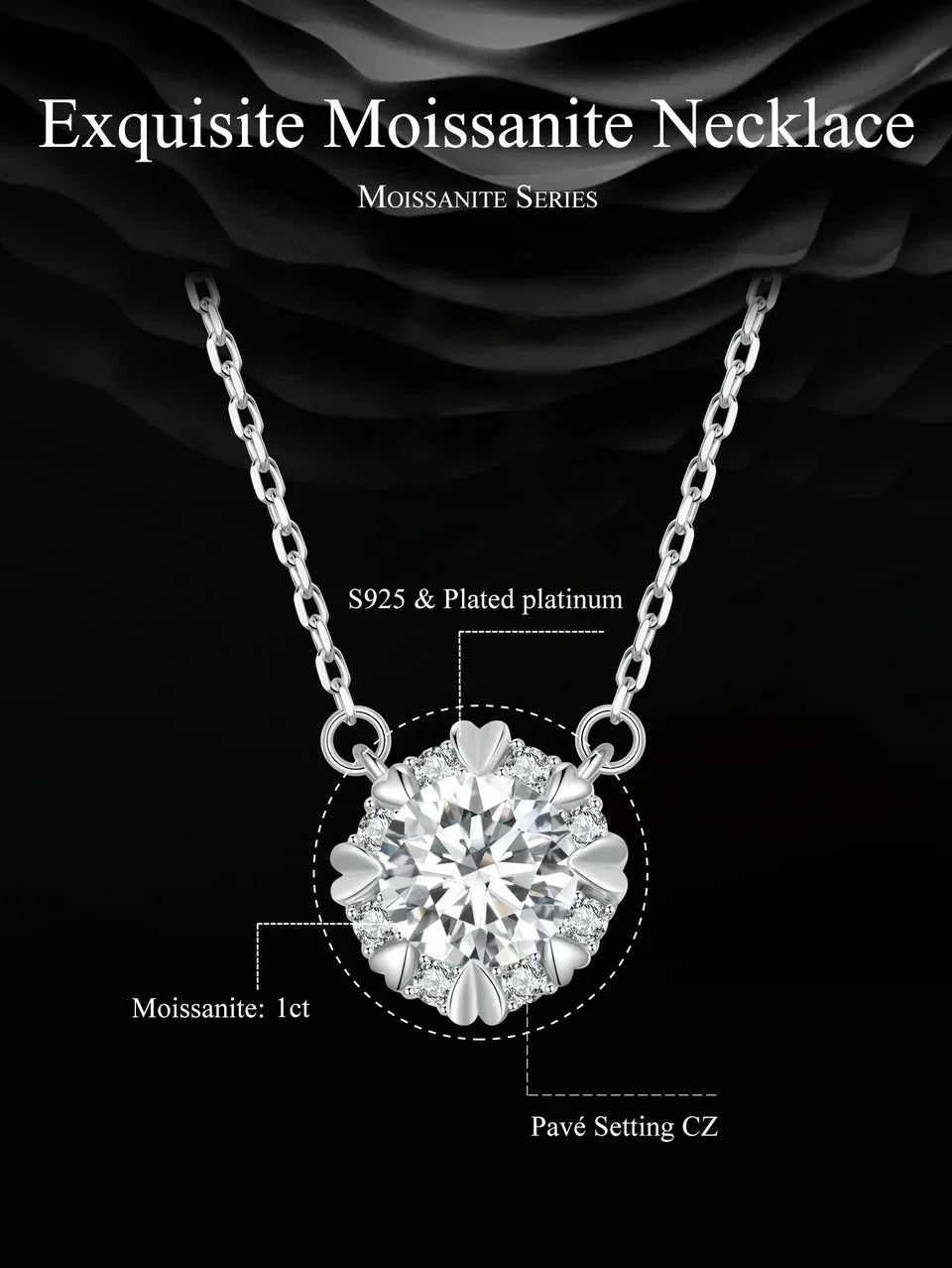 Alternative éblouissante au diamant : Collier pendentif en argent sterling avec moissanite de 1 carat