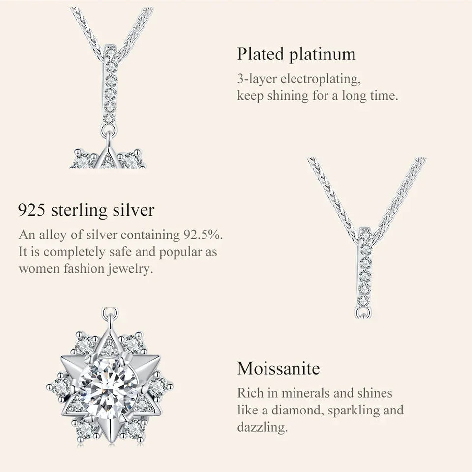 Pendentif Étoile en Argent Sterling avec Moissanite Céleste 1 carat