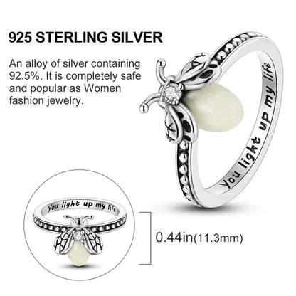 Bague Luciole Lumineuse en Argent Sterling 925
