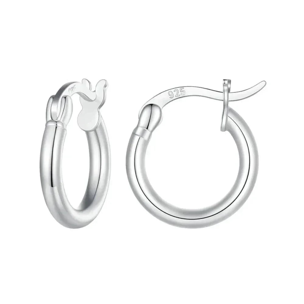 14K White Gold Plated 925 Sterling Silver Hoop Earrings | Hypoallergenic 24mm Hoops