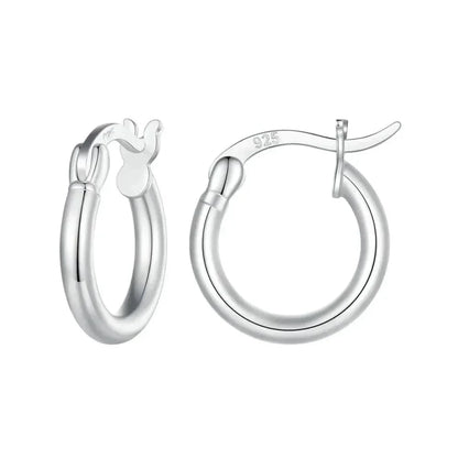 14K White Gold Plated 925 Sterling Silver Hoop Earrings | Hypoallergenic 24mm Hoops