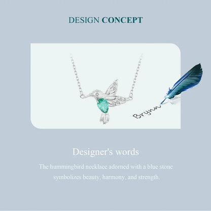 Collier élégant avec pendentif colibri en argent sterling