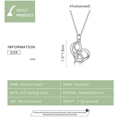 Collier Pendentif Cœur Amour Éternel en Argent Sterling avec Zircon Cubique - Collier Pour Femmes