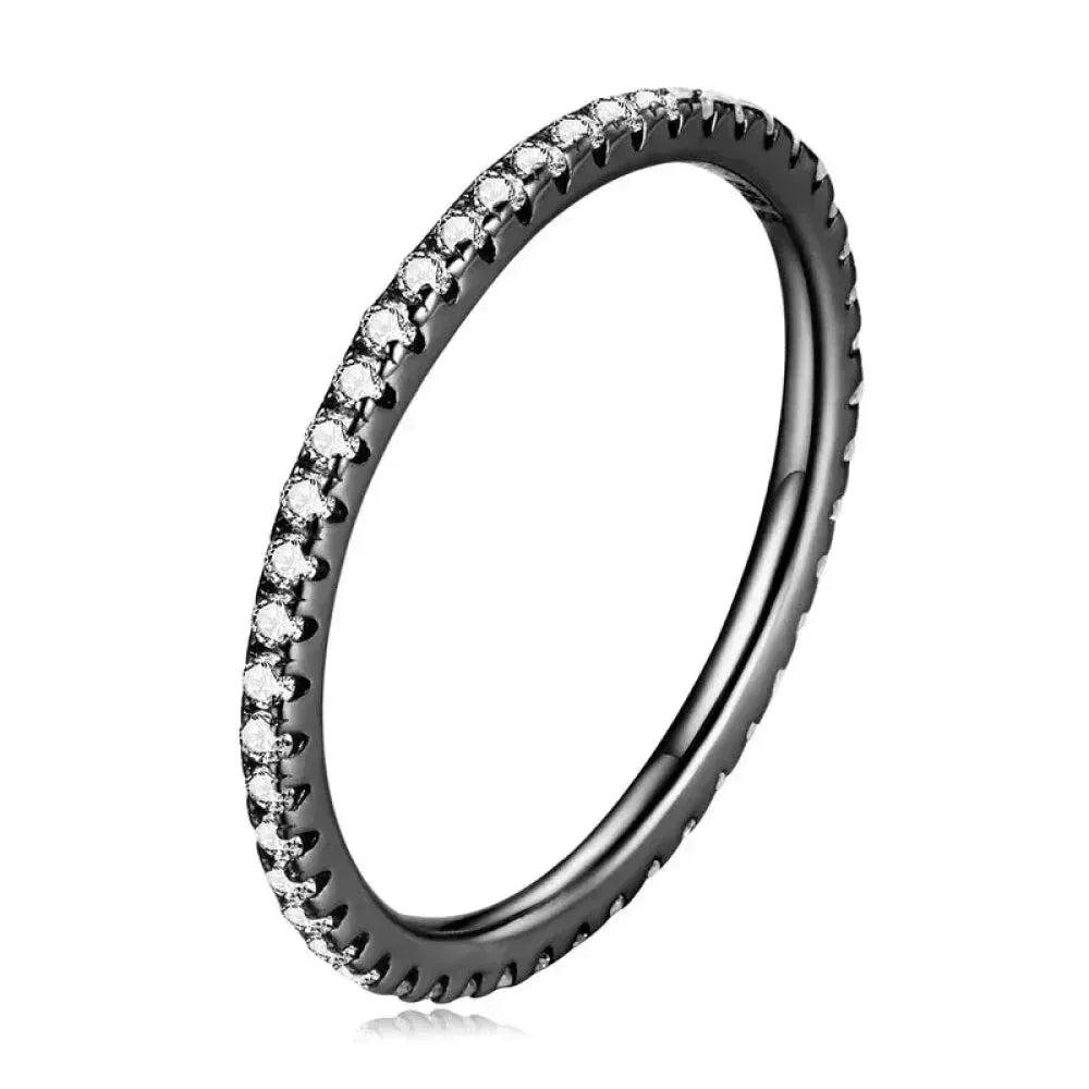 Bagues empilables en argent sterling 925 avec diamants simulés en oxyde de zirconium, plaquées platine pour femmes