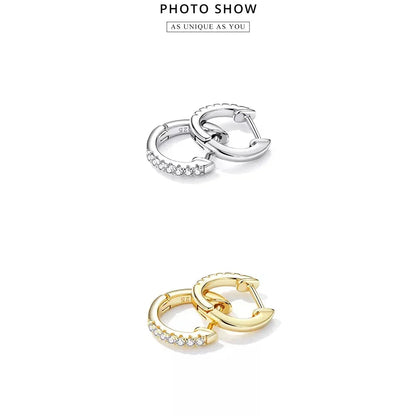 14K Gold Plated 925 Sterling Silver Cubic Zirconia Cuff Earrings - Trendy and Chic