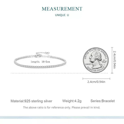 Bracelet de tennis en argent sterling 925 et zircone cubique