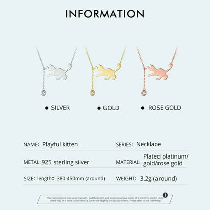 Breathtaking 925 Sterling Silver Cat Necklace | Elegant Pendant Collarbone Jewelry Scn232 In 3 Colors