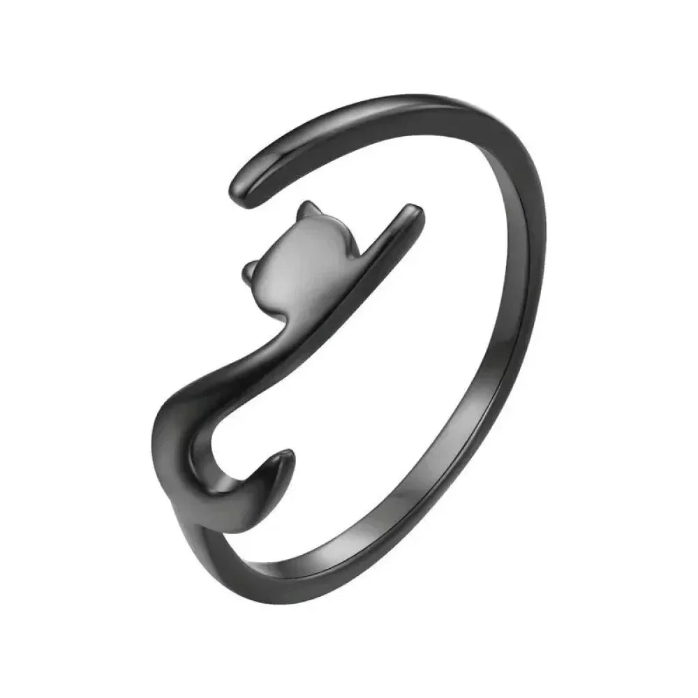 Bague réglable en argent sterling 925 queue de chat