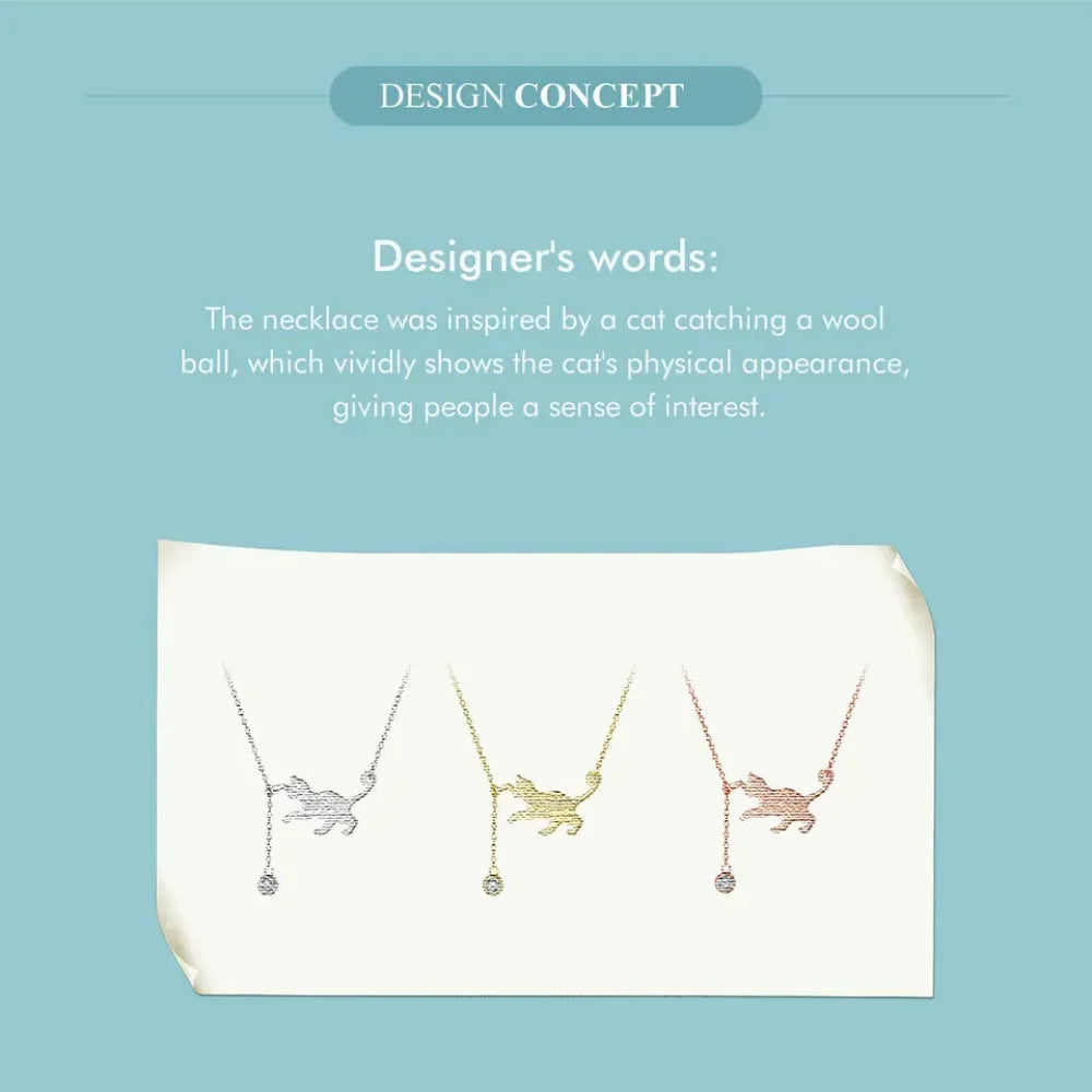 Breathtaking 925 Sterling Silver Cat Necklace | Elegant Pendant Collarbone Jewelry Scn232 In 3 Colors