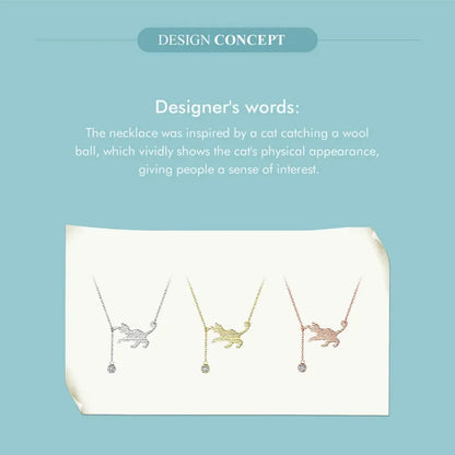 Breathtaking 925 Sterling Silver Cat Necklace | Elegant Pendant Collarbone Jewelry Scn232 In 3 Colors