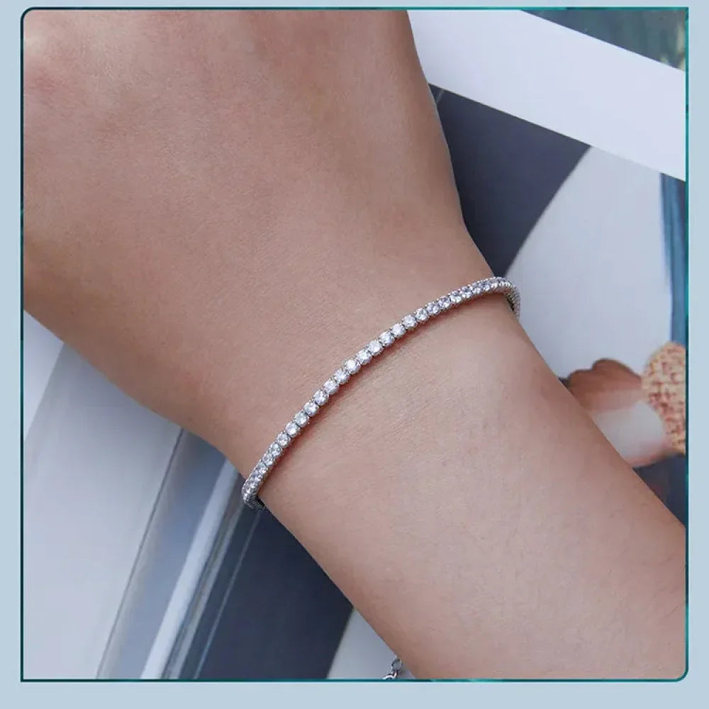 Bracelet de tennis en argent sterling 925 et zircone cubique