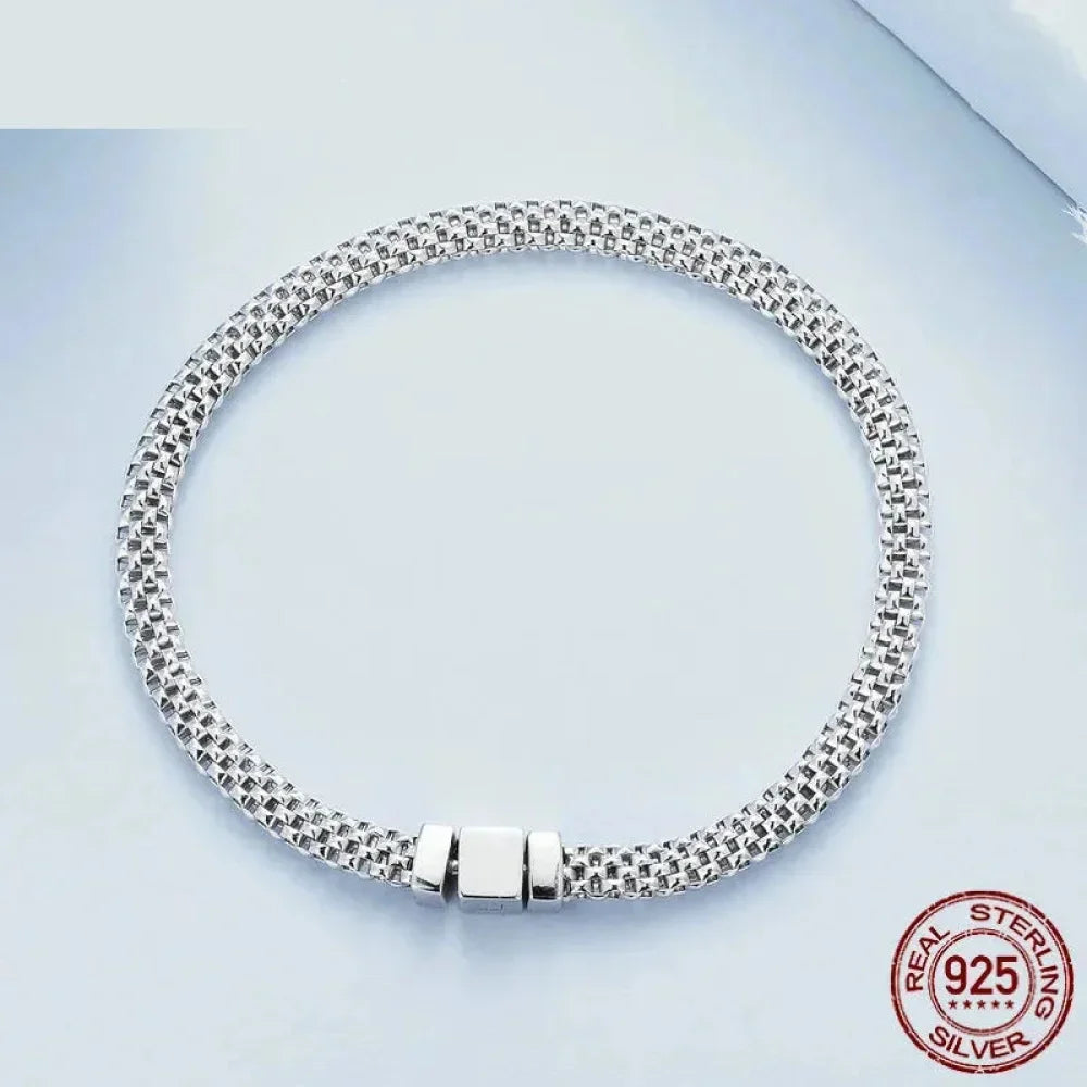 Sterling Silver Braided Square Buckle Bracelet