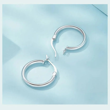 14K White Gold Plated 925 Sterling Silver Hoop Earrings | Hypoallergenic 24mm Hoops