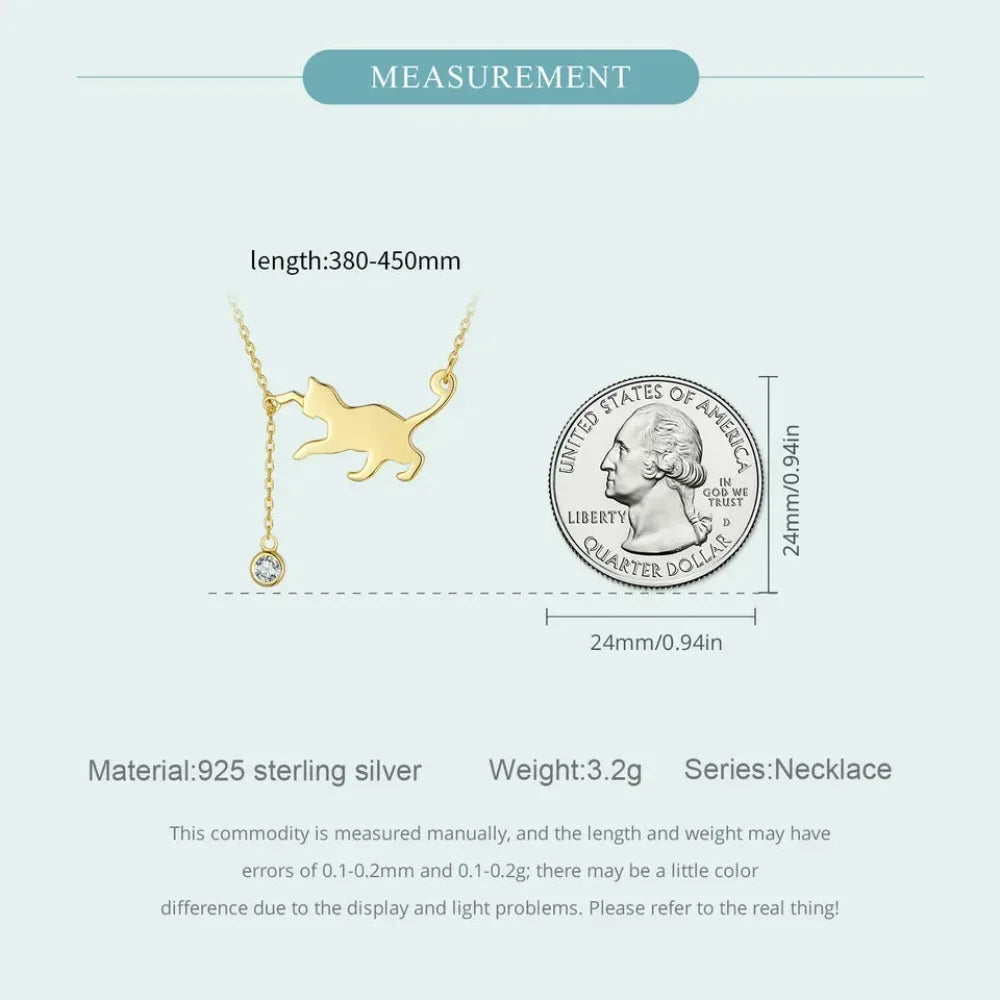 Breathtaking 925 Sterling Silver Cat Necklace | Elegant Pendant Collarbone Jewelry Scn232 In 3 Colors
