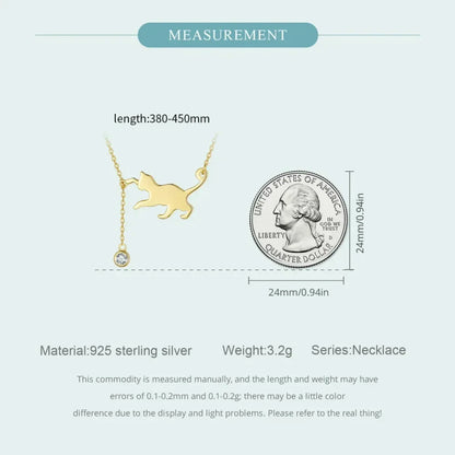 Breathtaking 925 Sterling Silver Cat Necklace | Elegant Pendant Collarbone Jewelry Scn232 In 3 Colors