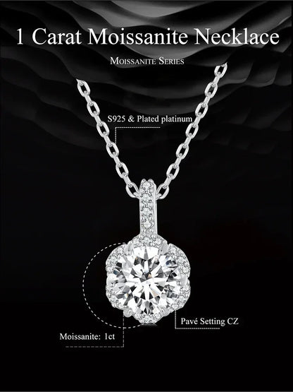 Petal Perfection 1ct Moissanite Sterling Silver Pendant Necklace