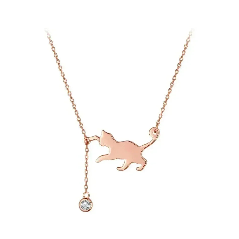 Breathtaking 925 Sterling Silver Cat Necklace | Elegant Pendant Collarbone Jewelry Scn232 In 3 Colors