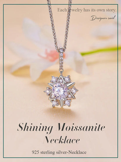 Pendentif Étoile en Argent Sterling avec Moissanite Céleste 1 carat