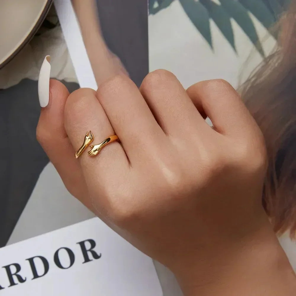 Sterling Silver Hug Ring (Adjustable)