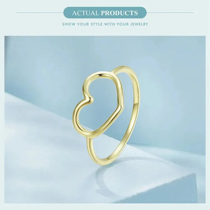 Bague minimale en argent sterling 925 en forme de cœur