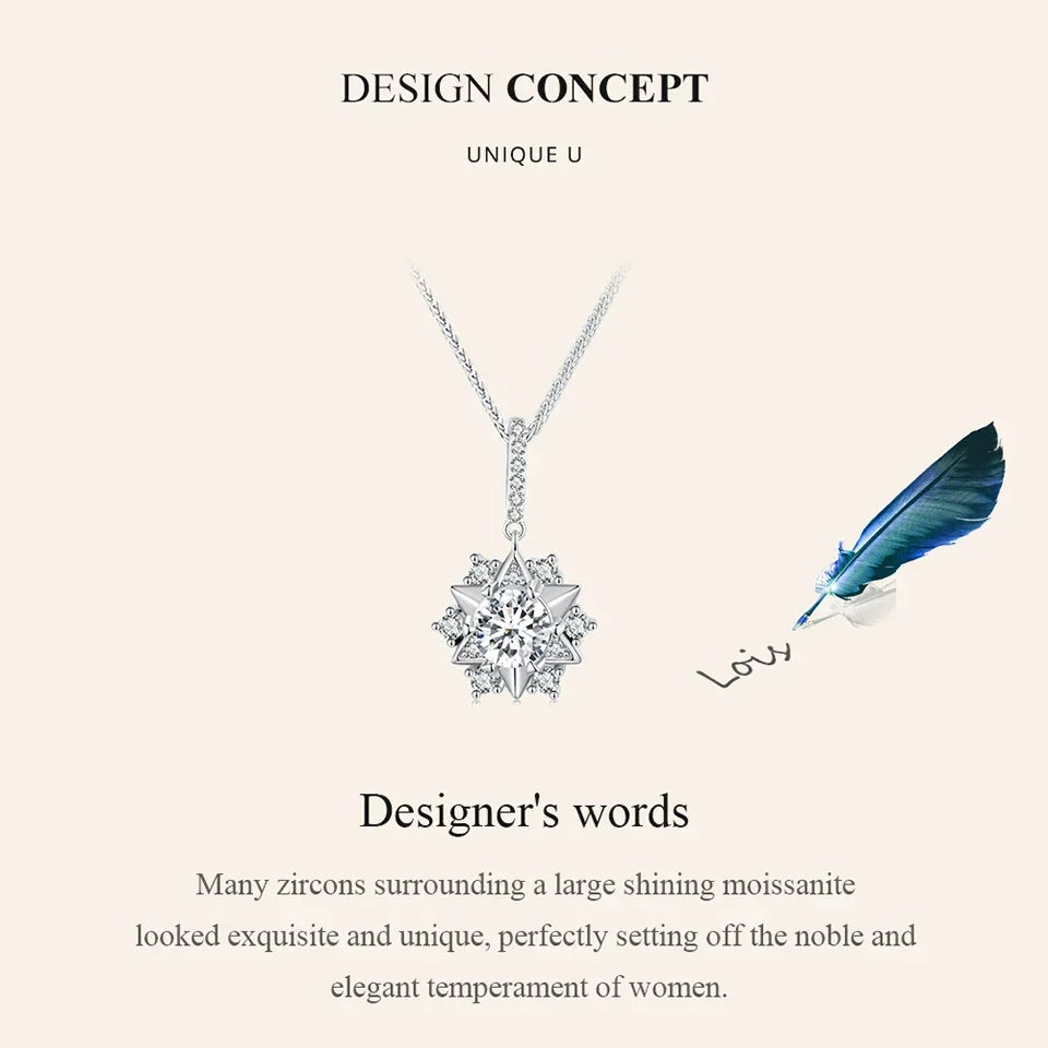 Pendentif Étoile en Argent Sterling avec Moissanite Céleste 1 carat