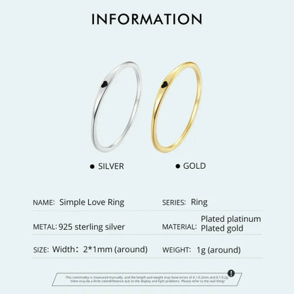 925 Sterling Silver Heart Wedding Band - Symbol Of Love, Stackable Promise Ring In 2 Colors (Size 5-10)