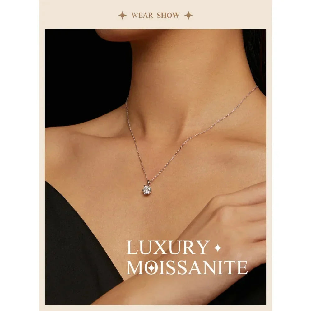 Superbe Collier Pendentif Moissanite 1 Carat | Argent Sterling 925 | Bijoux Fins de Mariage et de Mariée