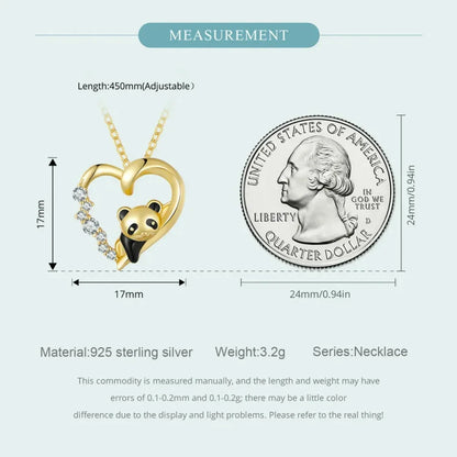 Collier Panda Bébé en Argent Sterling 925 avec Cristal | Pendentif Animal Mignon en Émail Chaîne Maillon | Cadeau pour Femme - 17.71'' Scn453