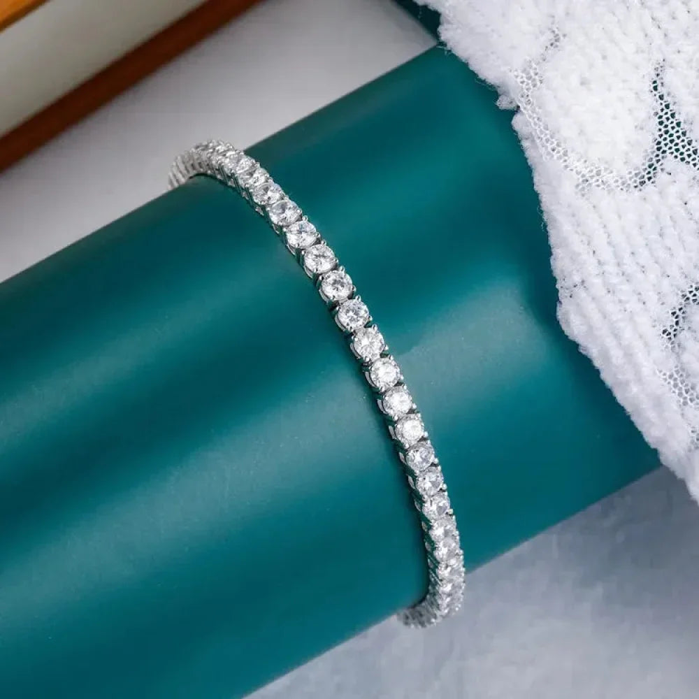 Bracelet de tennis en argent sterling 925 et zircone cubique